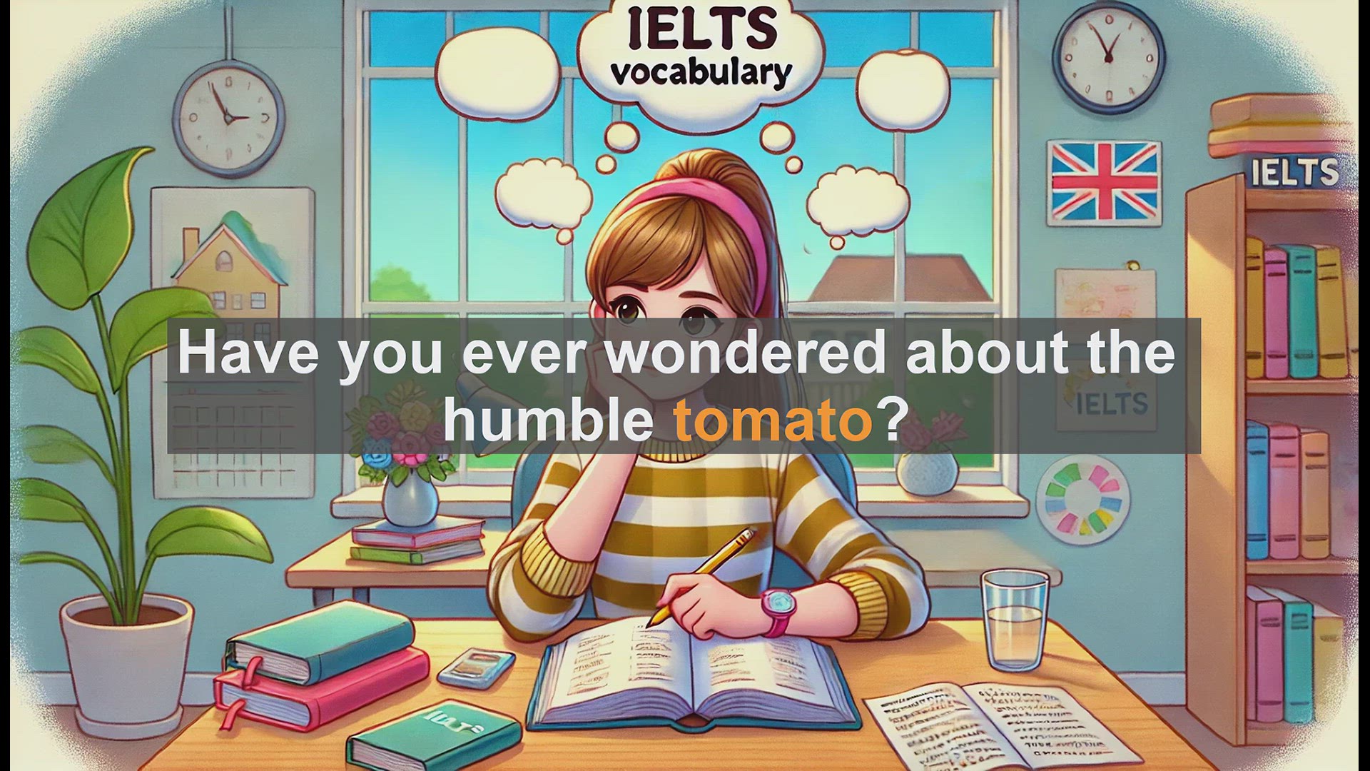 'Video thumbnail for 2500 Must Know IELTS 5.5 Vocabulary - Mastering the Word 'Tomato' for IELTS: Pronunciation, Usage, and Fun Facts'