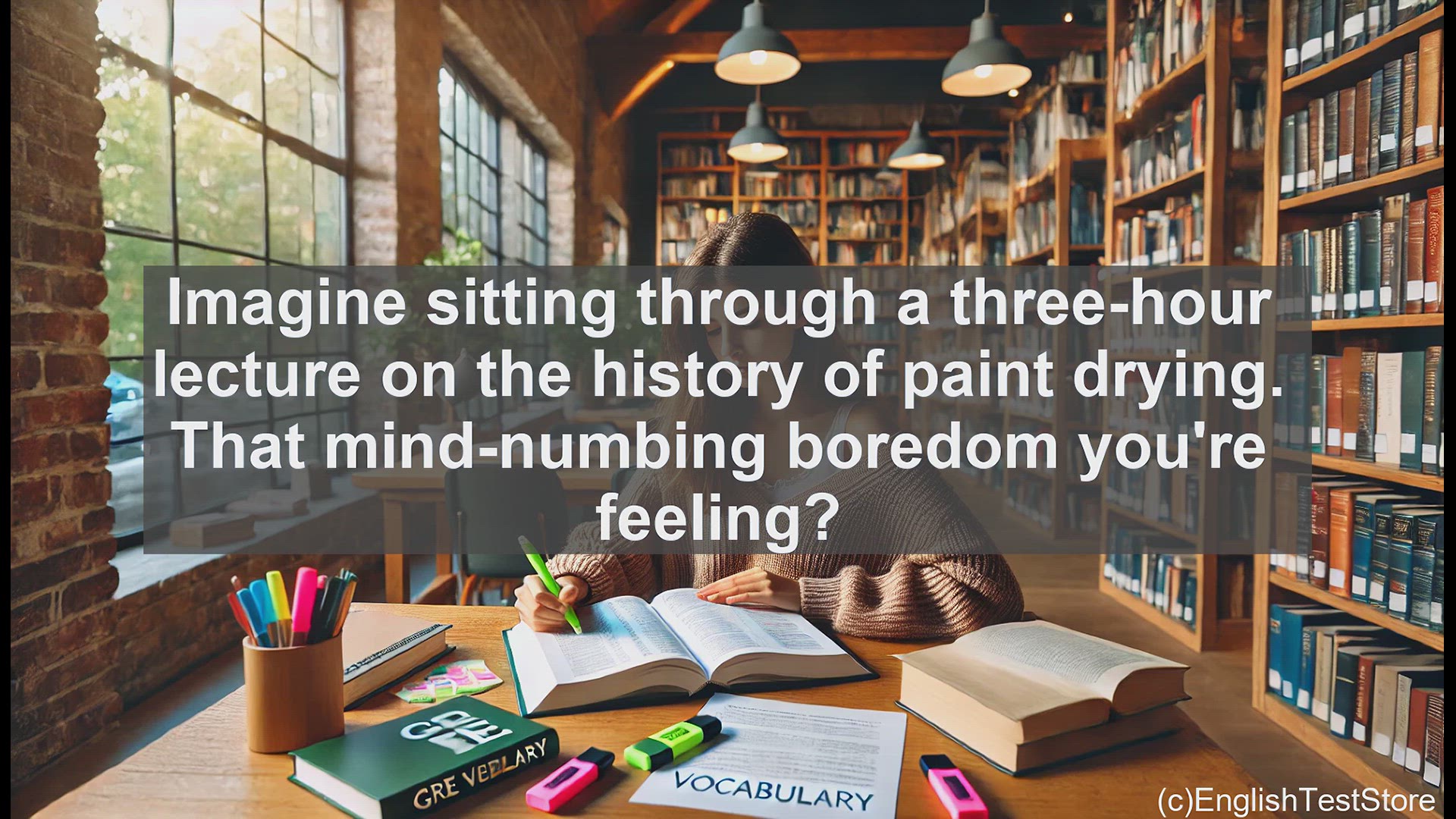 'Video thumbnail for GRE Vocabulary Lesson: Exploring the Essence of Tedium - Boredom and Monotony Unveiled'