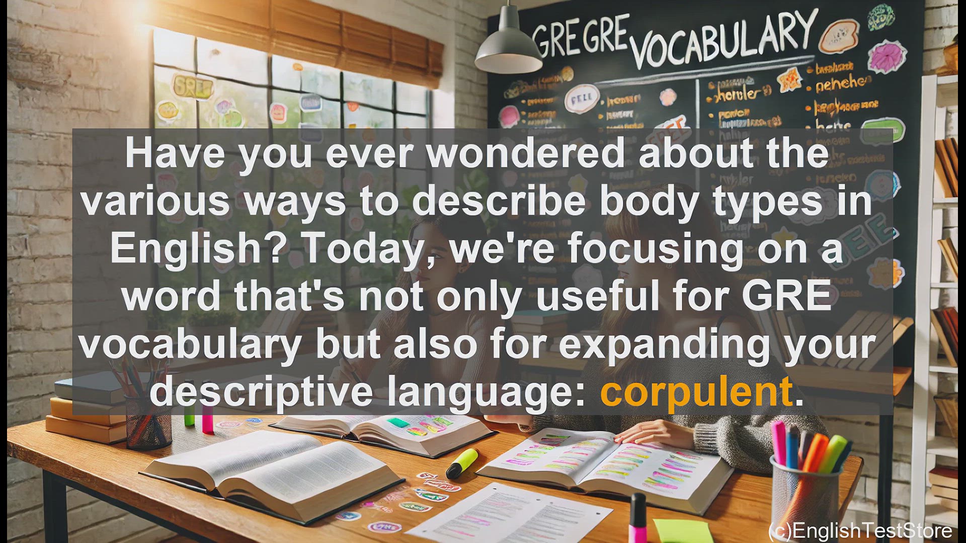 'Video thumbnail for GRE Vocabulary Lesson: Exploring the Formal Term 'Corpulent' for Describing Body Types'