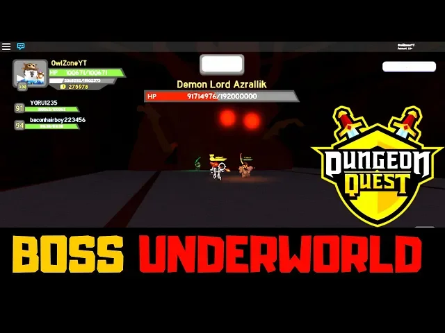 'Video thumbnail for DEFEATING UNDERWORLD BOSS - DUNGEON QUEST ROBLOX'