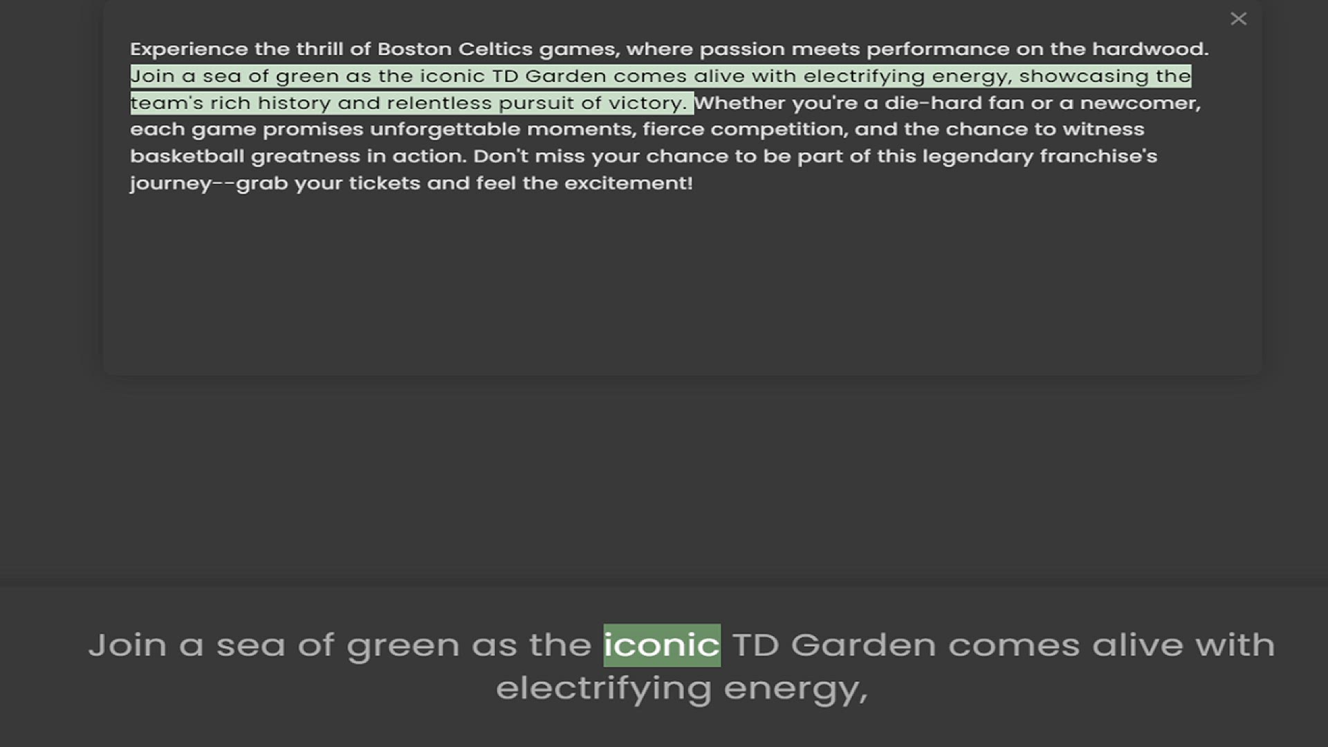 Video thumbnail for Join a sea of green as the iconic TD Garden comes alive with electrifying energy, showcasing the team's rich history and relentless pursuit of victory. Whether you're a die-hard fan or a newcomer, each game promises unforgettable moments,