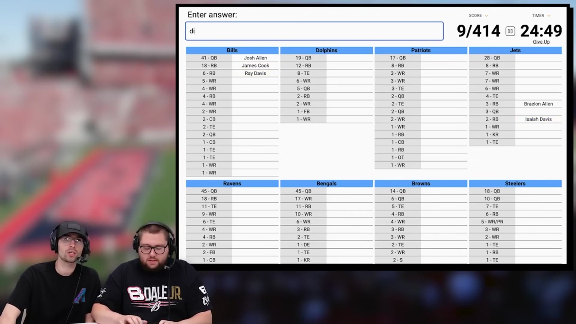 'Video thumbnail for Naming EVERY player to score a touchdown in 2024 (NFL Sporcle)'
