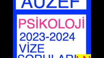 'Video thumbnail for Auzef - Psikoloji 2023-2024 Vize Soruları'