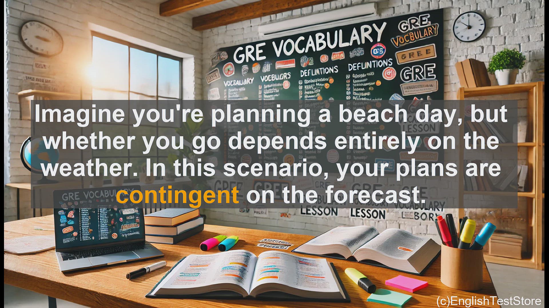 'Video thumbnail for GRE Vocabulary Lesson: Exploring the Meaning and Usage of 'Contingent''