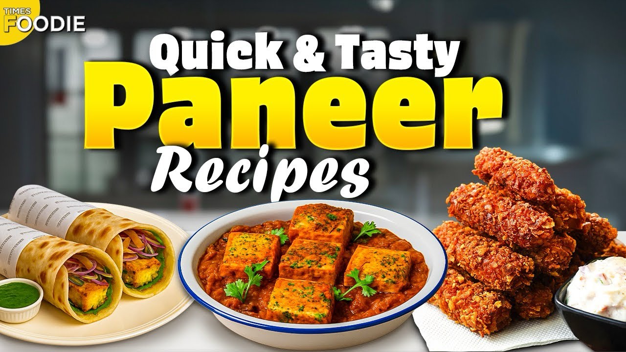 Video thumbnail for 3 Easy Paneer Snacks | Paneer Tikka Wrap | Kurkure Paneer | Stuffed Paneer Recipe | Times Foodie