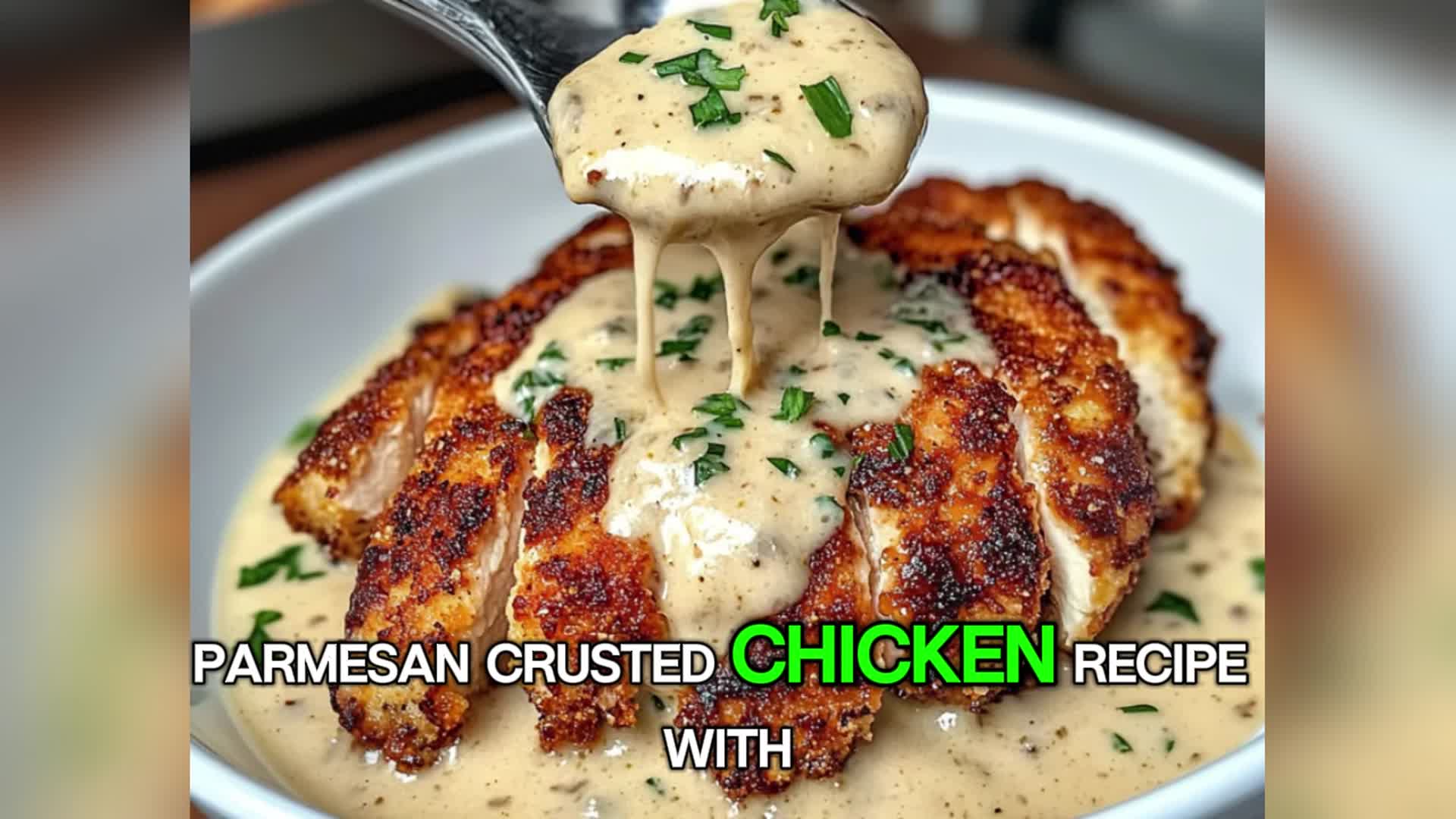 Video thumbnail for Parmesan Crusted Chicken with Creamy Garlic Sauce
