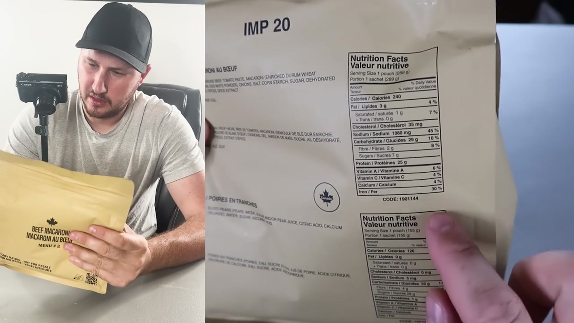 'Video thumbnail for Tasting 2020 Canadian Military IMP (MRE) Individual Meal Pack'