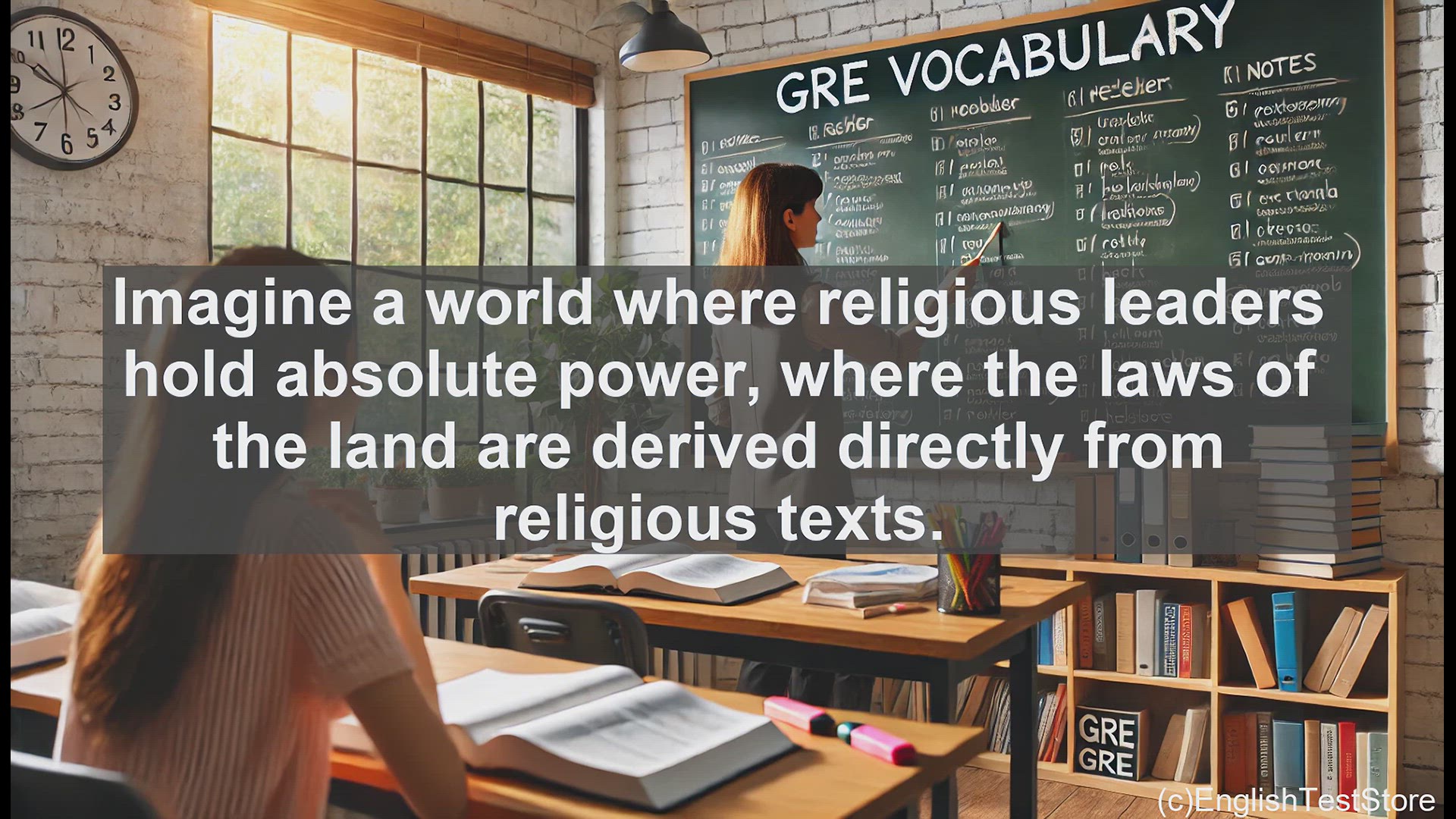 'Video thumbnail for GRE Vocabulary Lesson: Exploring Theocracy - The Intersection of Religion and Governance'