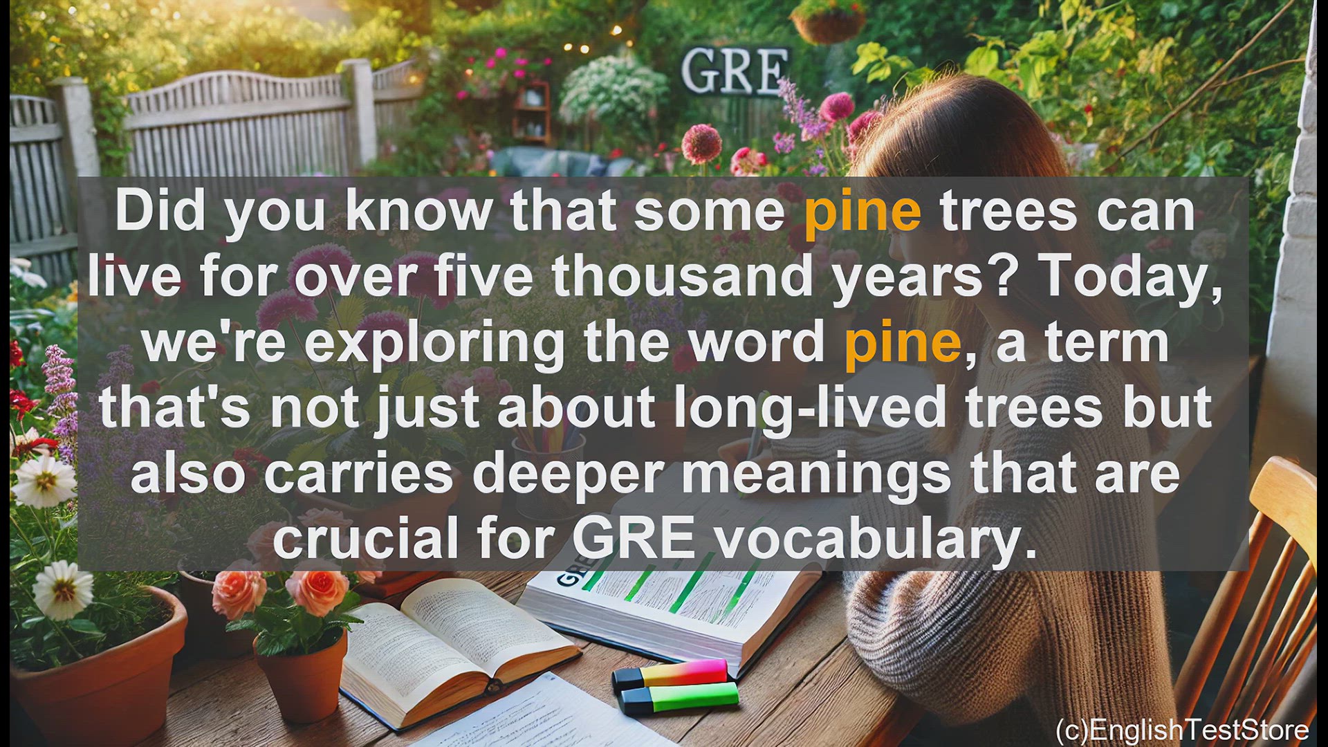 'Video thumbnail for GRE Vocabulary Lesson: The Enduring Pine - Exploring the Depths of a Versatile Word'