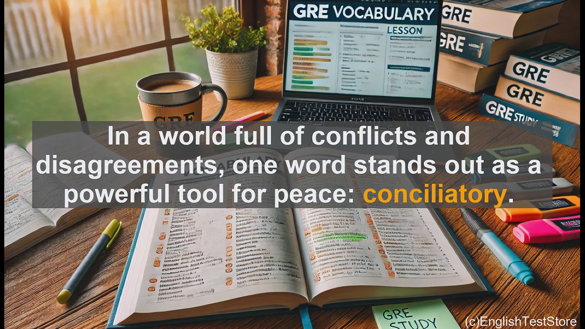 'Video thumbnail for GRE Vocabulary Lesson: The Power of Conciliation - Navigating Conflicts with Harmony'