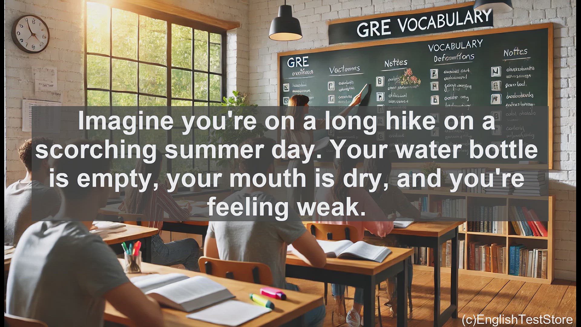 'Video thumbnail for GRE Vocabulary Lesson: Exploring the Word 'Dehydrate' - Crucial for Health and GRE Vocabulary'