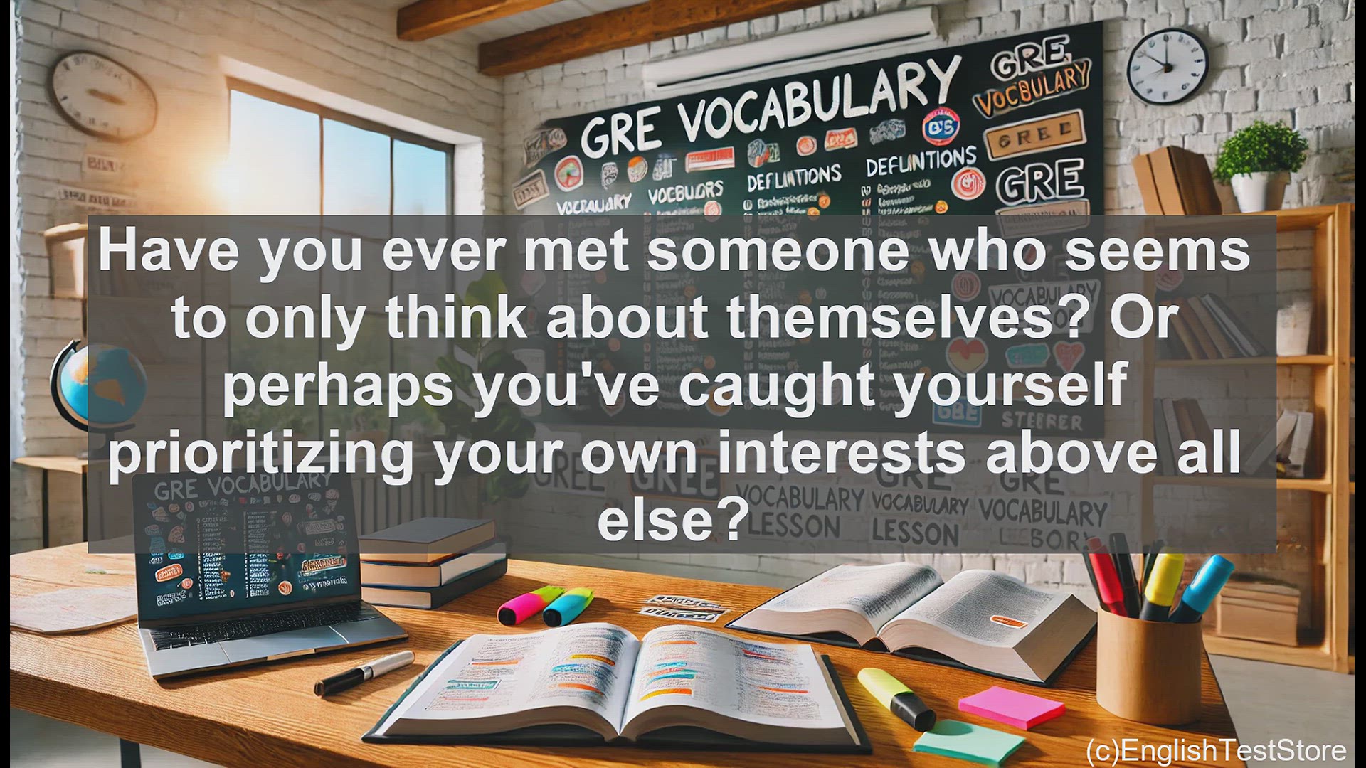 'Video thumbnail for GRE Vocabulary Lesson: Exploring Egoism - The Self-Centered Mindset'