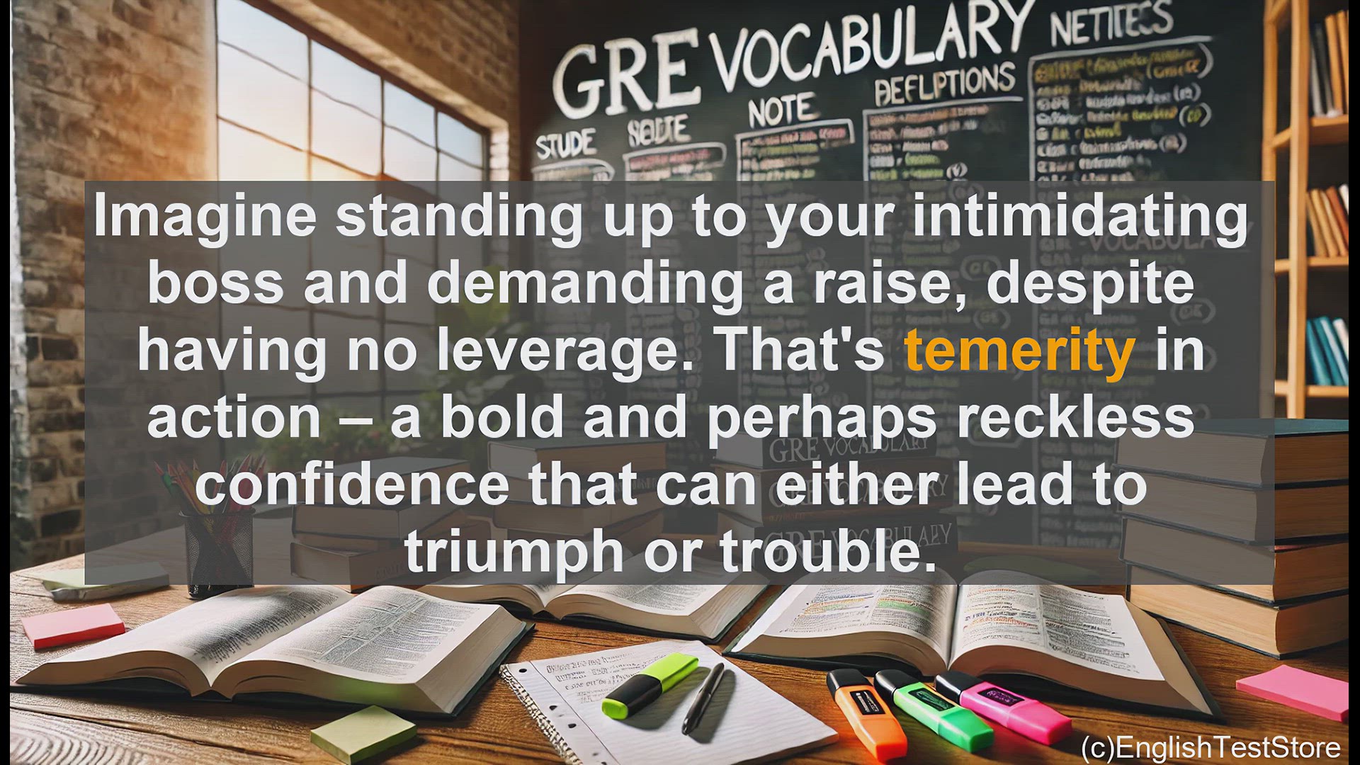 'Video thumbnail for GRE Vocabulary Lesson: Temerity - Daring or Reckless Boldness'