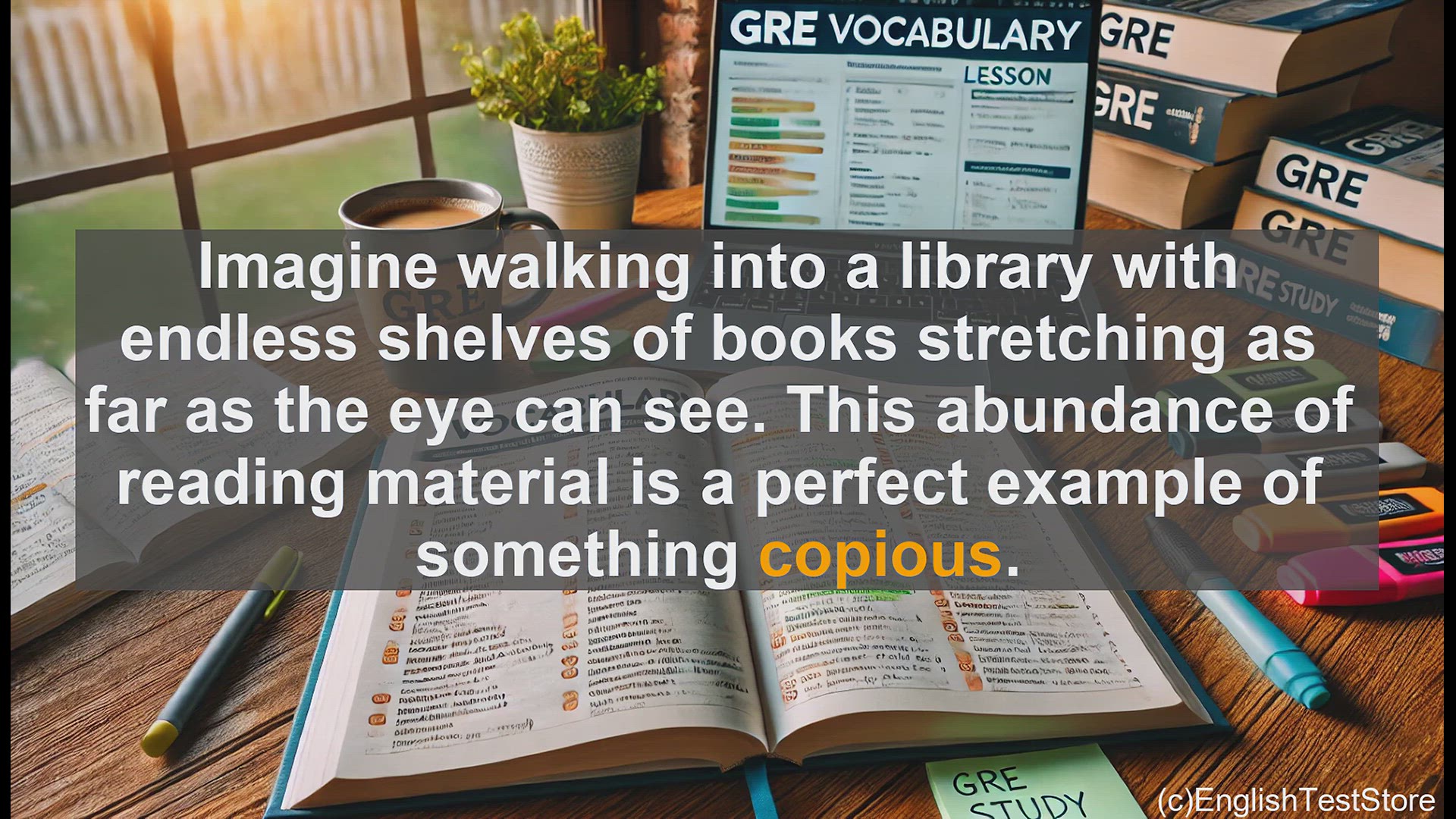 'Video thumbnail for GRE Vocabulary Lesson: Exploring the Word 'Copious' - Abundance in Your GRE Vocabulary'
