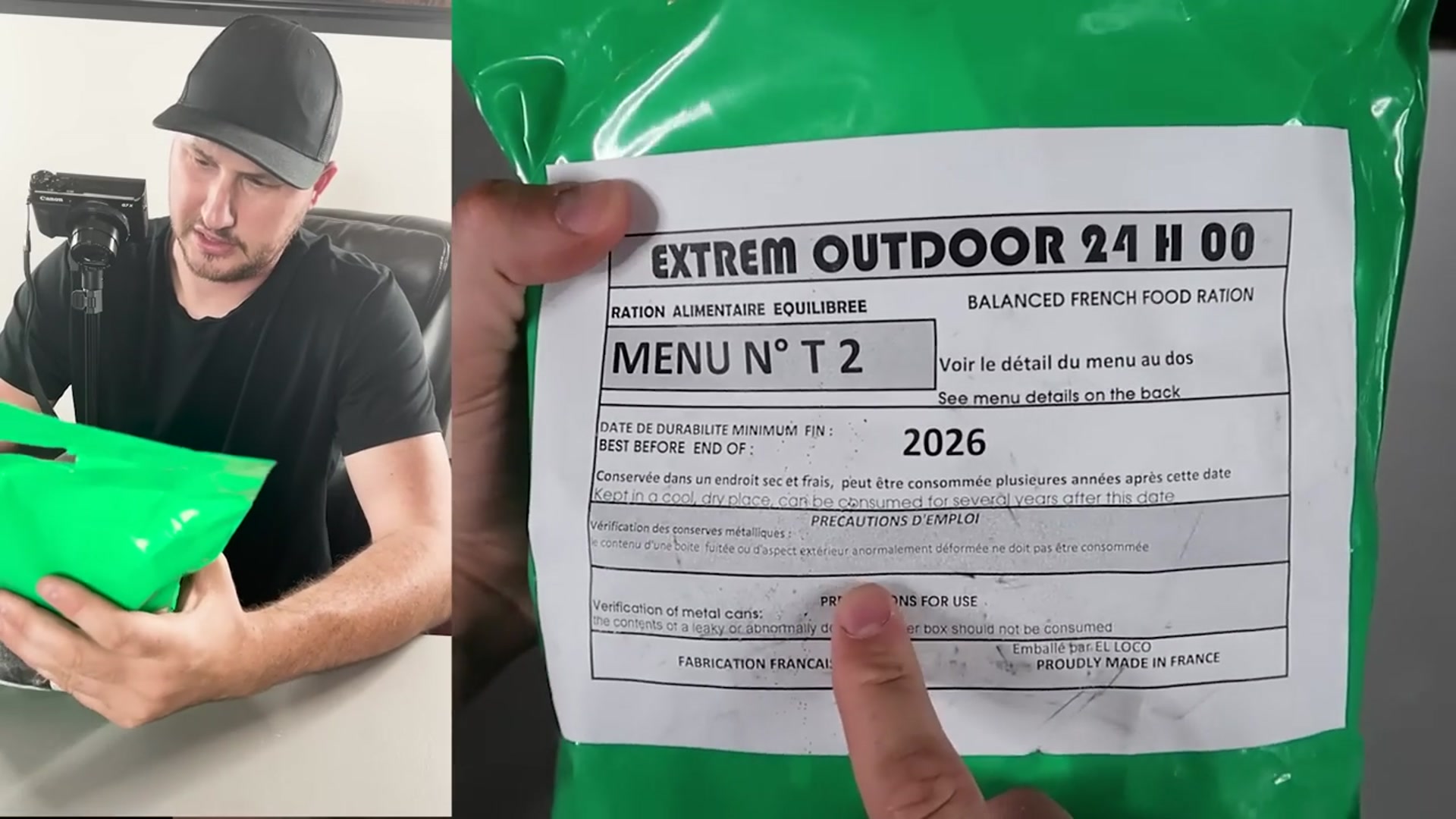 'Video thumbnail for Tasting 2023 Military Extreme Outdoor 24hr French Food Ration #T2 MRE Meal Ready to Eat'