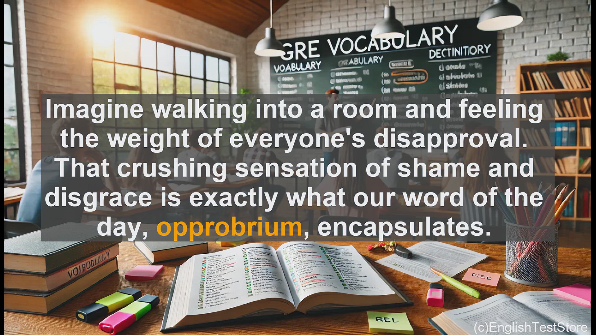 'Video thumbnail for GRE Vocabulary Lesson: The Weight of Opprobrium - Exploring the Powerful Concept of Public Disgrace'
