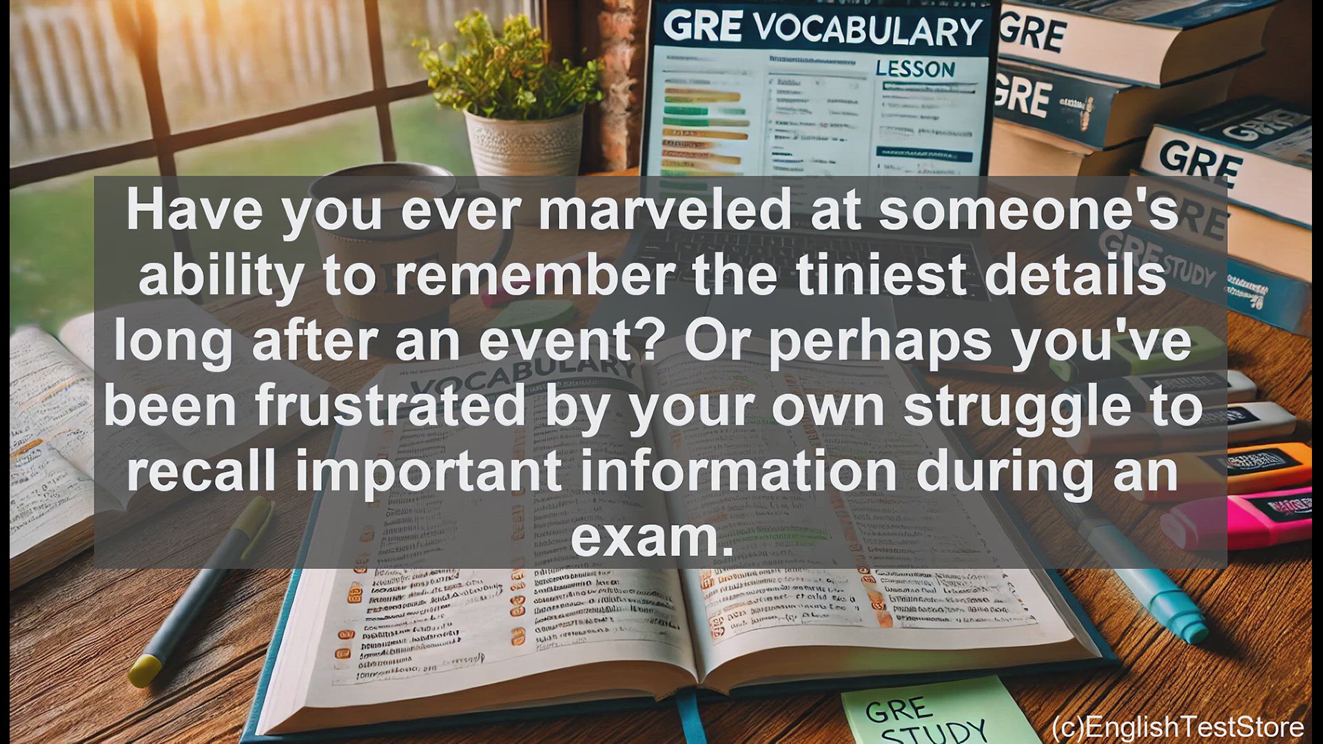 'Video thumbnail for GRE Vocabulary Lesson: Unlocking the Power of Retentive Memory'