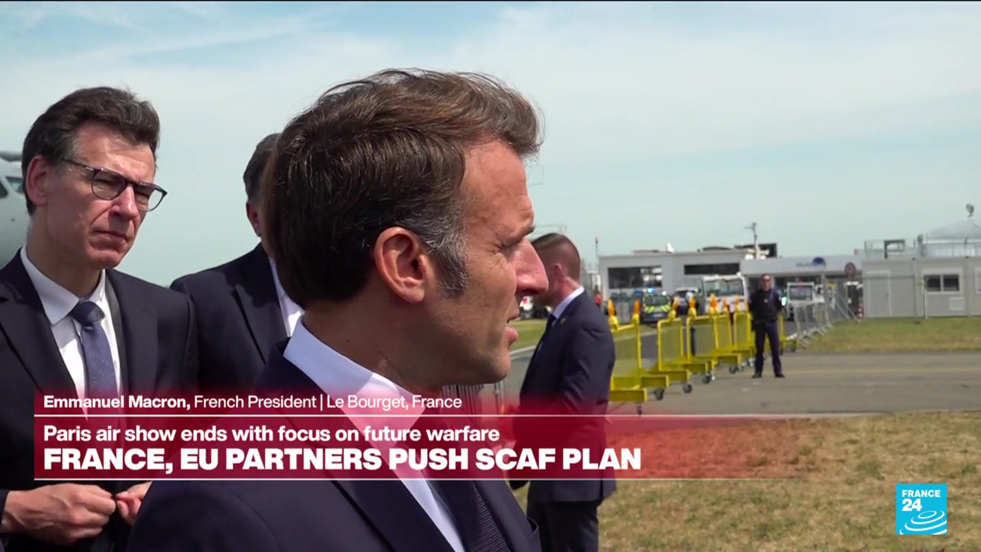 'Video thumbnail for France's Emmanuel Macron address at Paris Air Show'