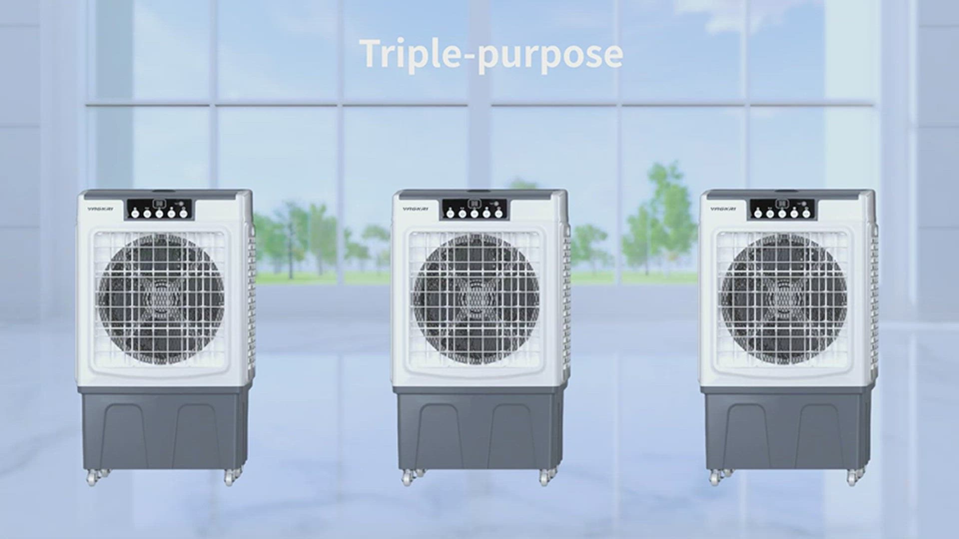 'Video thumbnail for Evaporative Cooler, VAGKRI 2100CFM Air Cooler, 120°Oscillation Swamp Cooler with Remote Control'