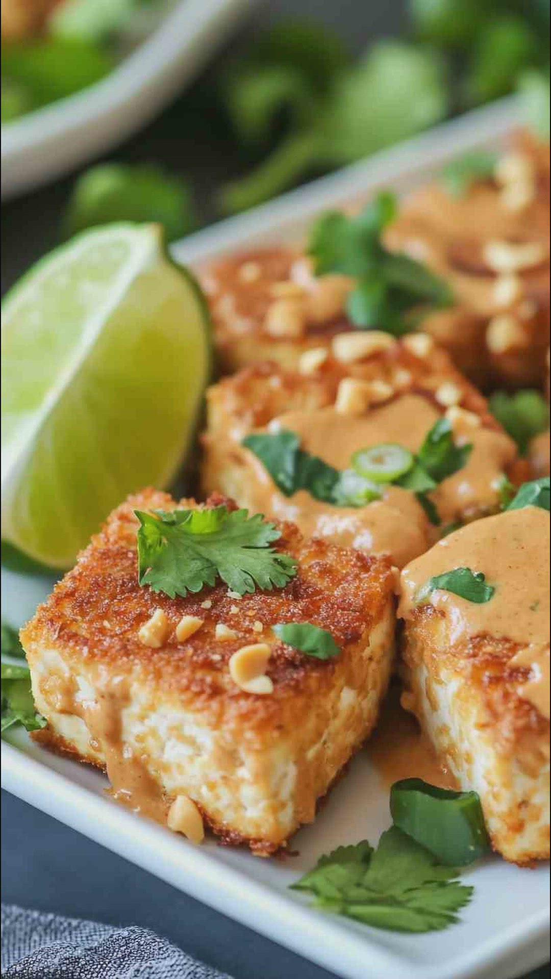 'Video thumbnail for Thai Peanut Air Fryer Tofu Recipe'