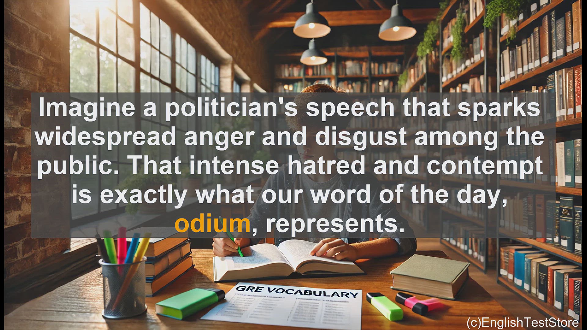 'Video thumbnail for GRE Vocabulary Lesson: The Powerful Word of Hatred - Odium'