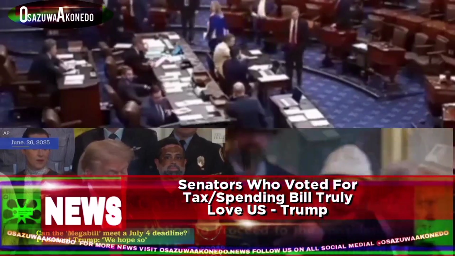 'Video thumbnail for Senators Who Voted For Tax, Spending Bill Truly Love US - Trump'