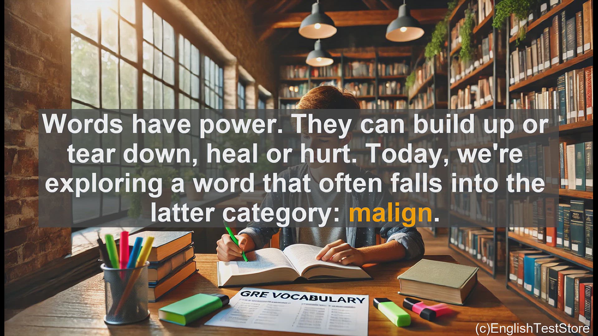 'Video thumbnail for GRE Vocabulary Lesson: The Power of Malign - Exploring a Potent Word'