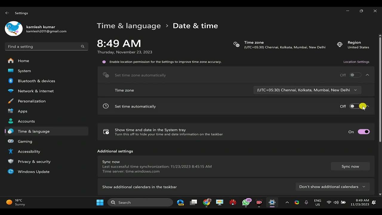 'Video thumbnail for How to Change or Sync Time in Windows 11 | GearUpWindows'