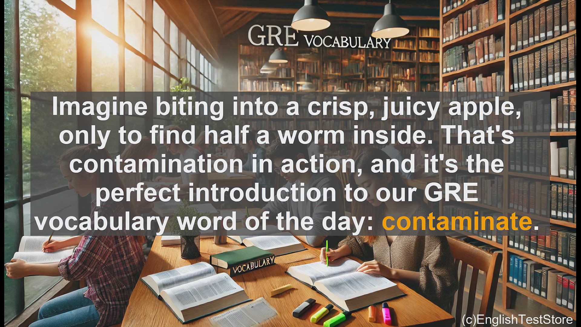 'Video thumbnail for GRE Vocabulary Lesson: Contaminate - Mastering the GRE Vocabulary Word'
