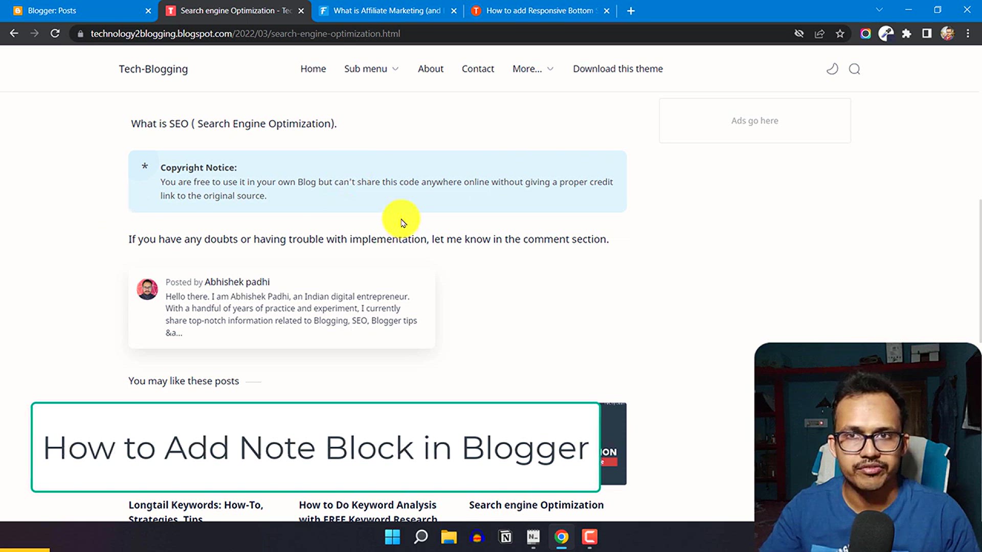 'Video thumbnail for How to Add Note Block in Blogger Using CSS'