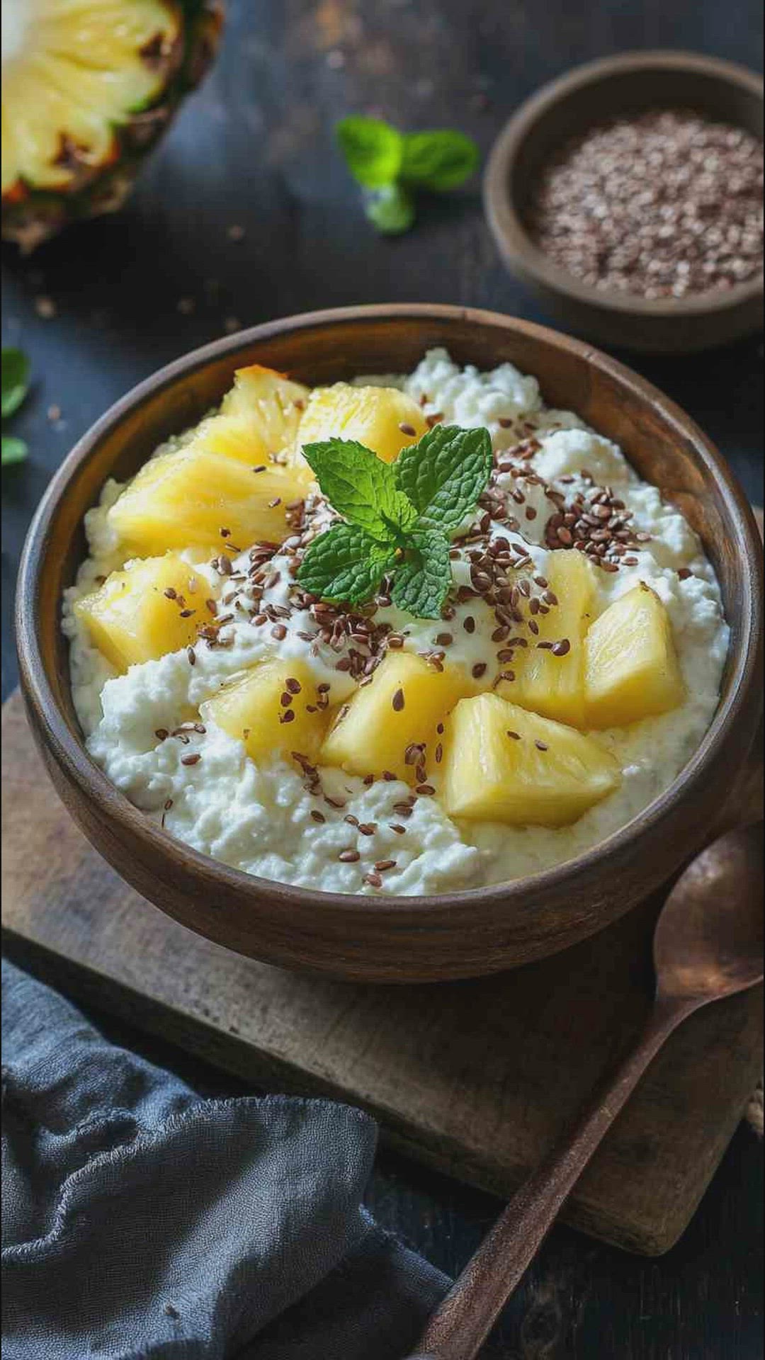'Video thumbnail for Cottage Cheese with Pineapple and Flaxseeds'