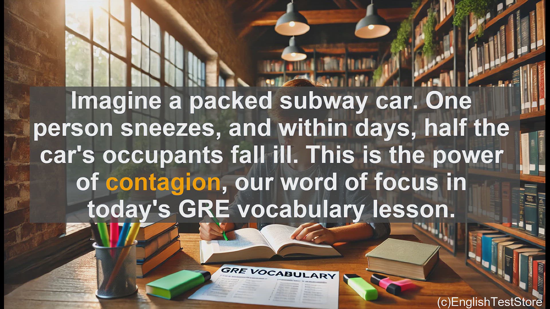 'Video thumbnail for GRE Vocabulary Lesson: The Power of Contagion - A GRE Vocabulary Lesson'