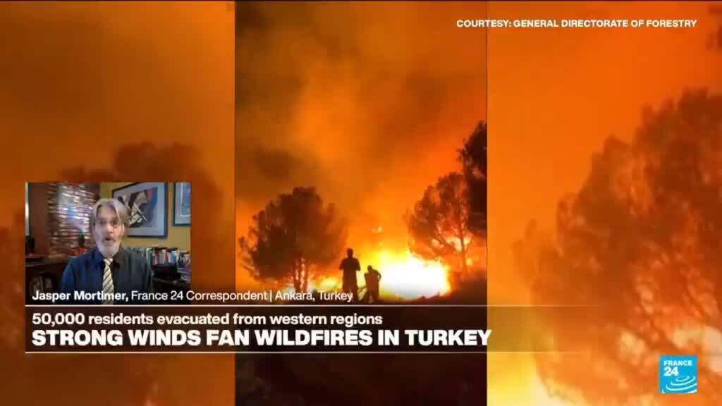 'Video thumbnail for More than 50,000 evacuated as Turkey wildfires rage'