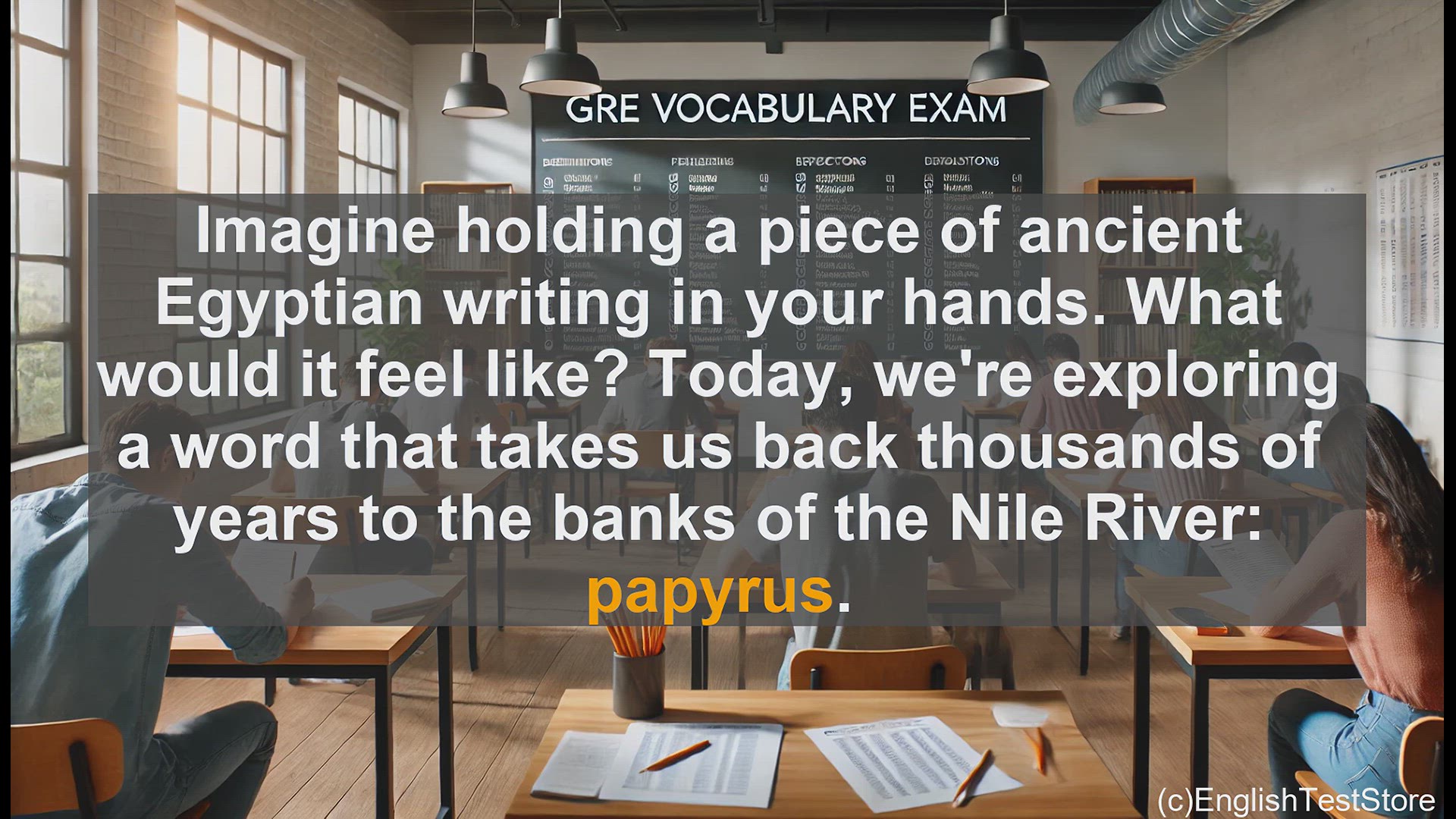 'Video thumbnail for GRE Vocabulary Lesson: Unraveling the Secrets of Papyrus - A Journey Through Ancient Writing'