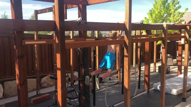 Kid Completes Epic Homemade Ninja Warrior Co... | Open Video