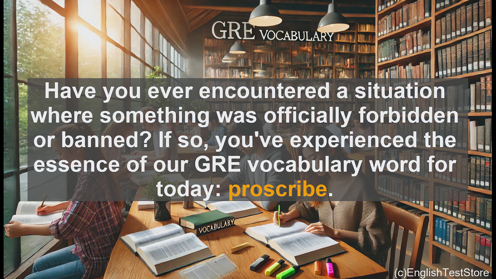 'Video thumbnail for GRE Vocabulary Lesson: Proscribe - Mastering the Art of Official Prohibition'