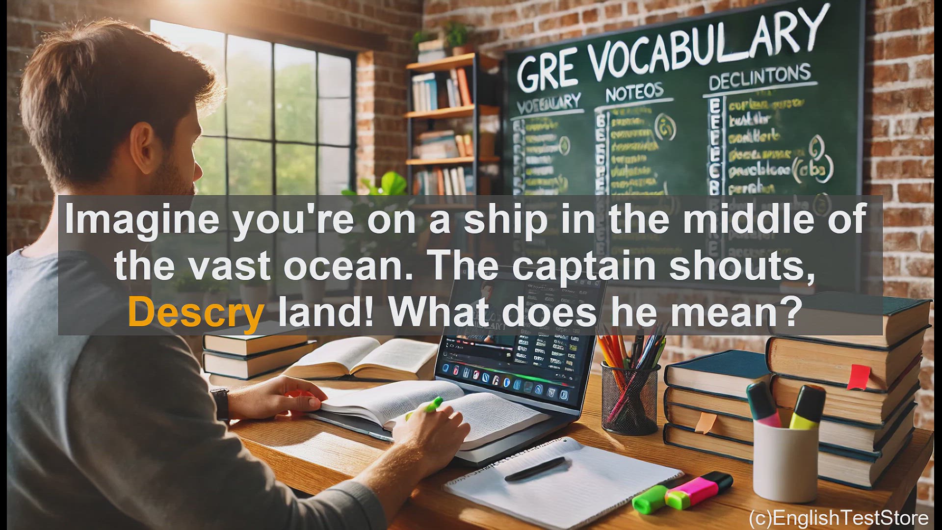 'Video thumbnail for GRE Vocabulary Lesson: Descry - Spotting the Unseen in the Distance'