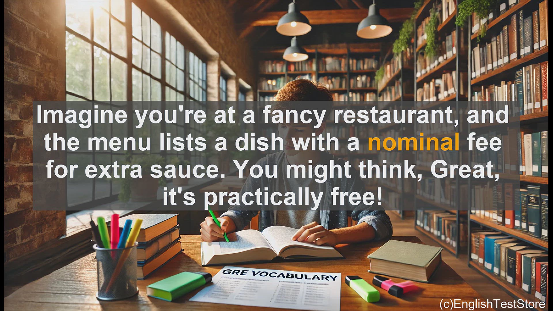 'Video thumbnail for GRE Vocabulary Lesson: Exploring the Meaning of 'Nominal' in GRE Vocabulary'