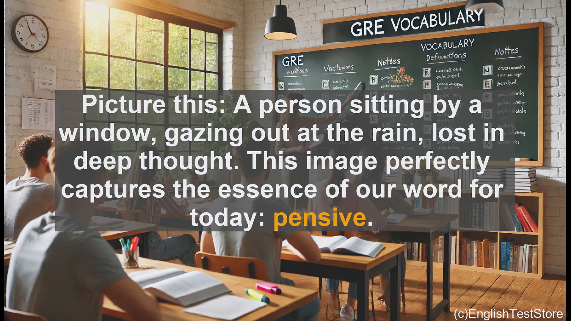 'Video thumbnail for GRE Vocabulary Lesson: Pensive - Exploring the Depths of Thoughtful Contemplation'