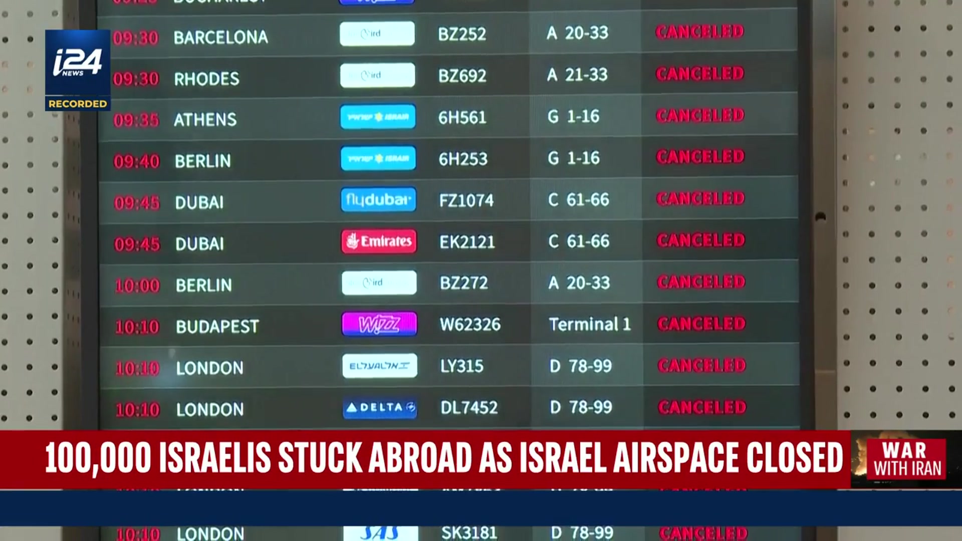 'Video thumbnail for 100,000 Israelis stuck abroad as Israeli airspace closed'