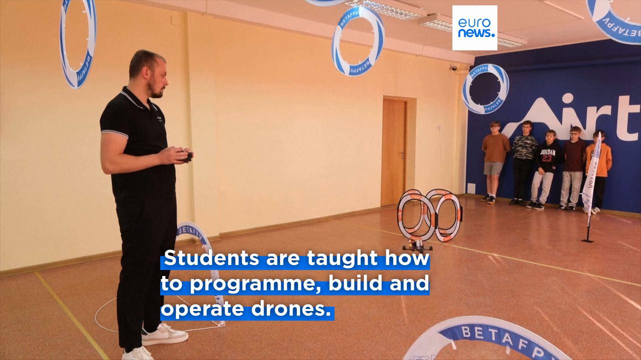 Video thumbnail for Lithuanian children learn how to build, programme and fly drones in after-school course