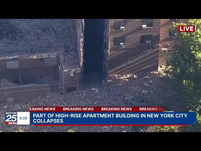 Video thumbnail for Bronx High Rise Partially Collapses After Explosion