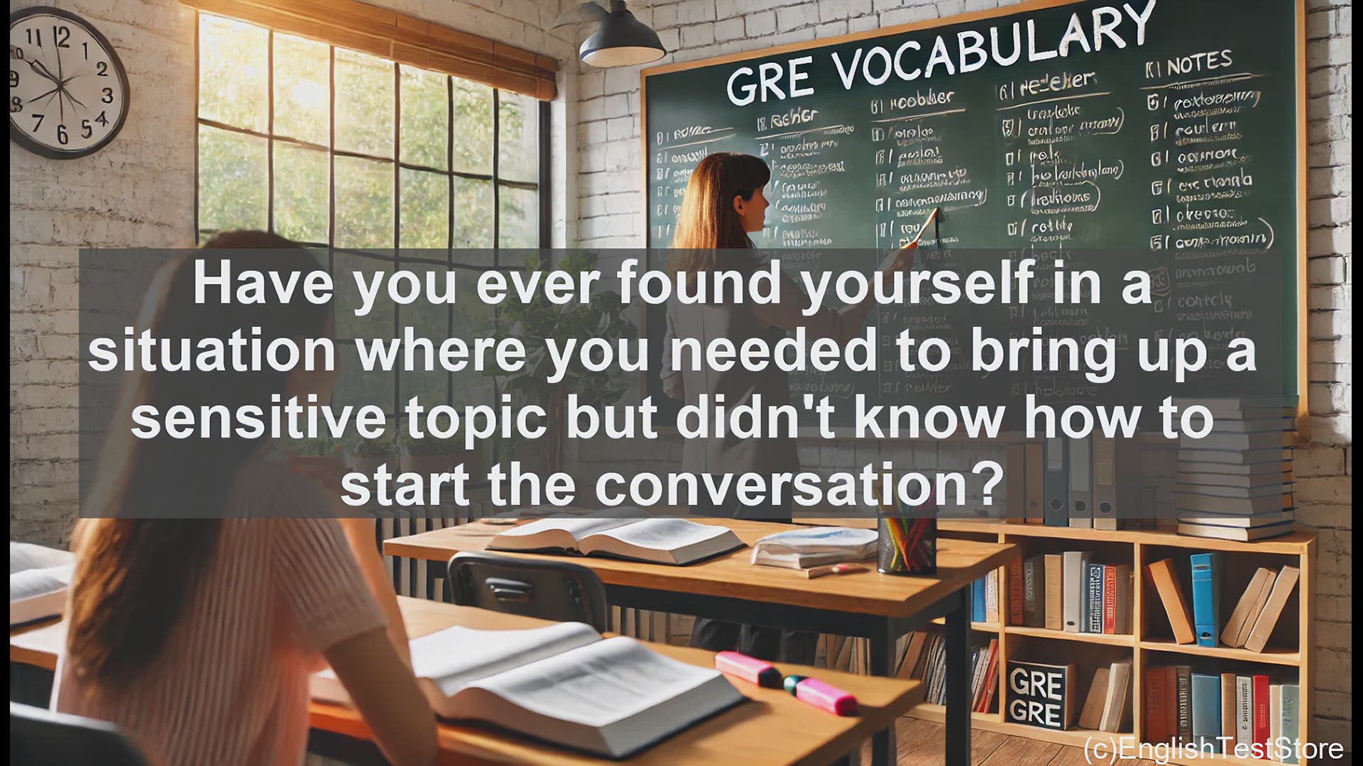 'Video thumbnail for GRE Vocabulary Lesson: Broaching Sensitive Topics - A Vocabulary Lesson'