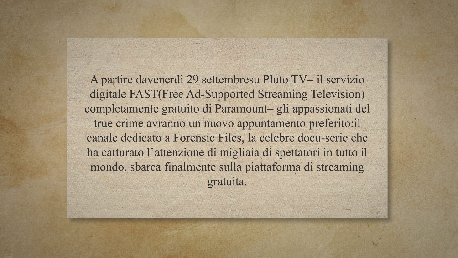 Video thumbnail for Forensic Files, arriva il canale true crime su Pluto Tv