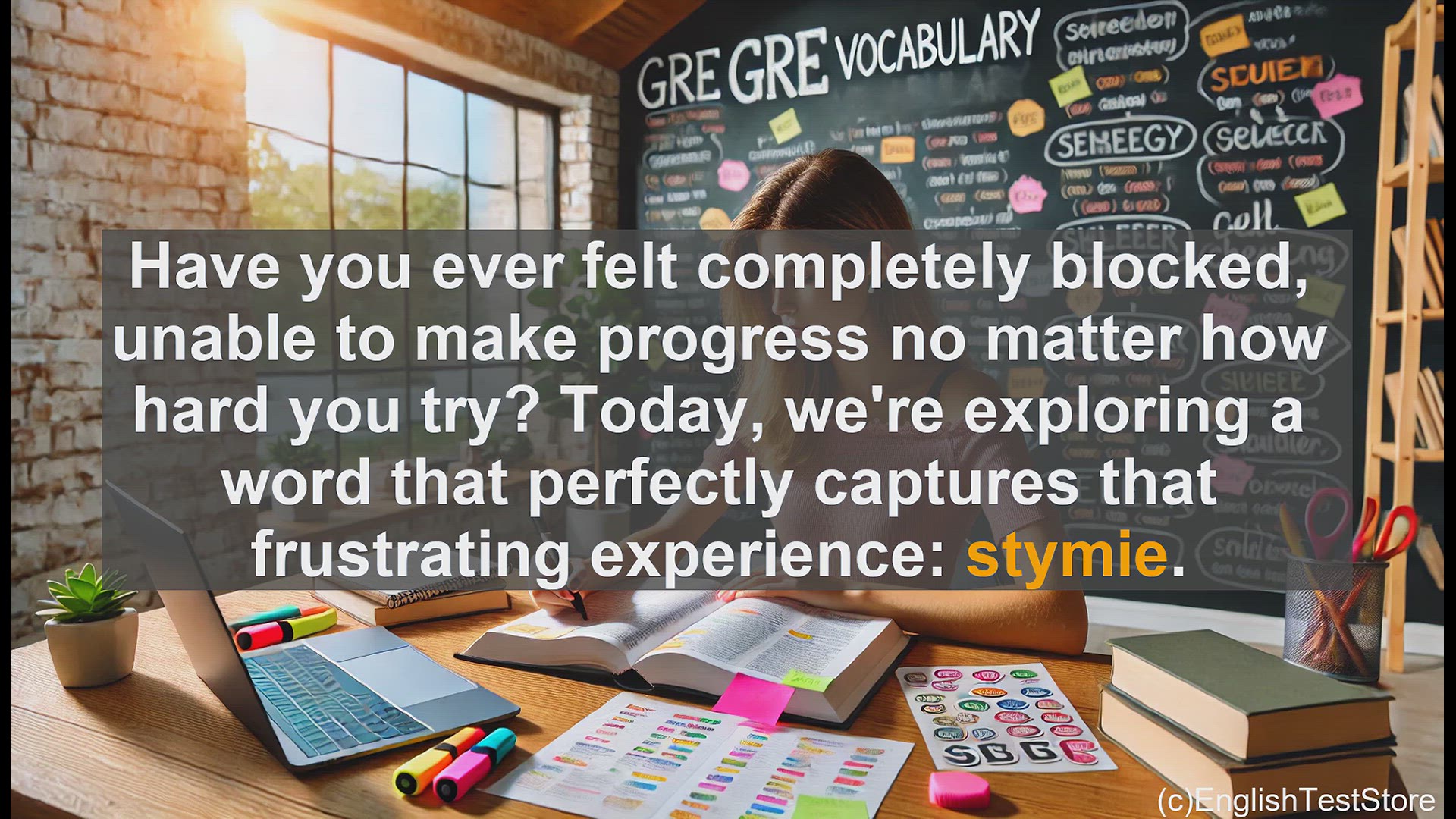 'Video thumbnail for GRE Vocabulary Lesson: Overcoming Obstacles - Mastering the GRE Vocabulary Word 'Stymie''