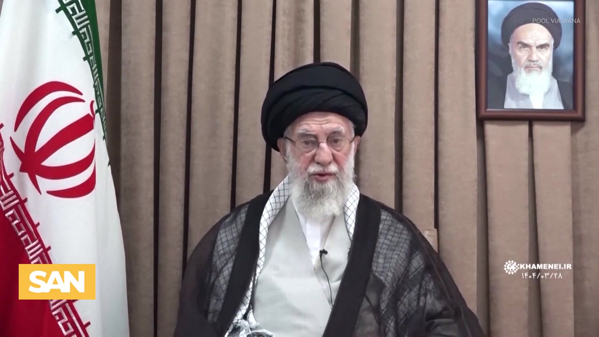 'Video thumbnail for Iran’s Khamenei appears in video after US strikes, warns of ‘heavy price’'