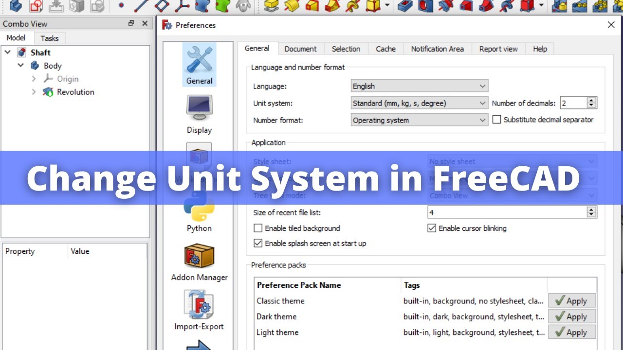 'Video thumbnail for Change unit System in FreeCAD | FreeCAD | FreeCAD Settings |'