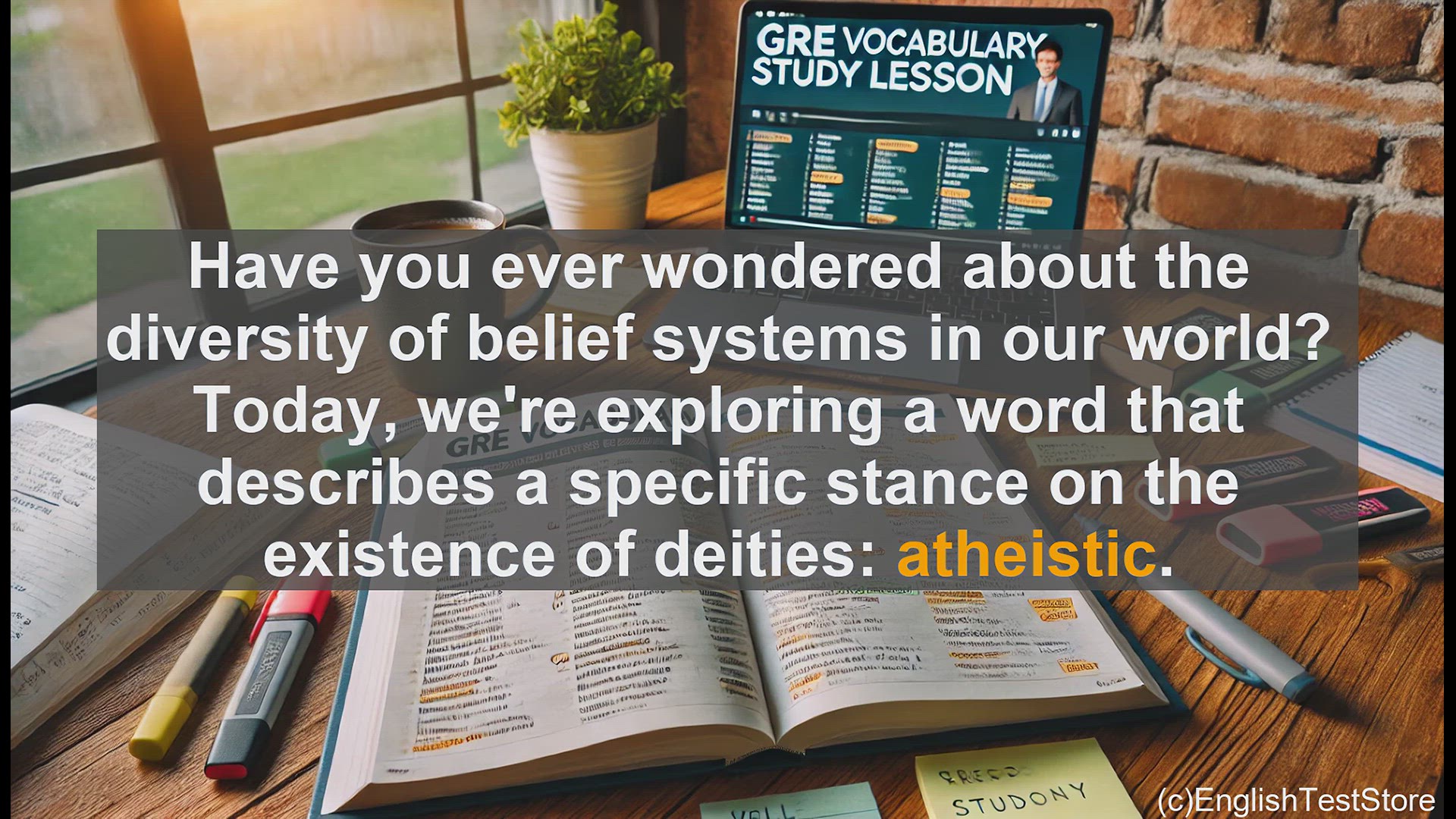 'Video thumbnail for GRE Vocabulary Lesson: Exploring the Concept of Atheism'