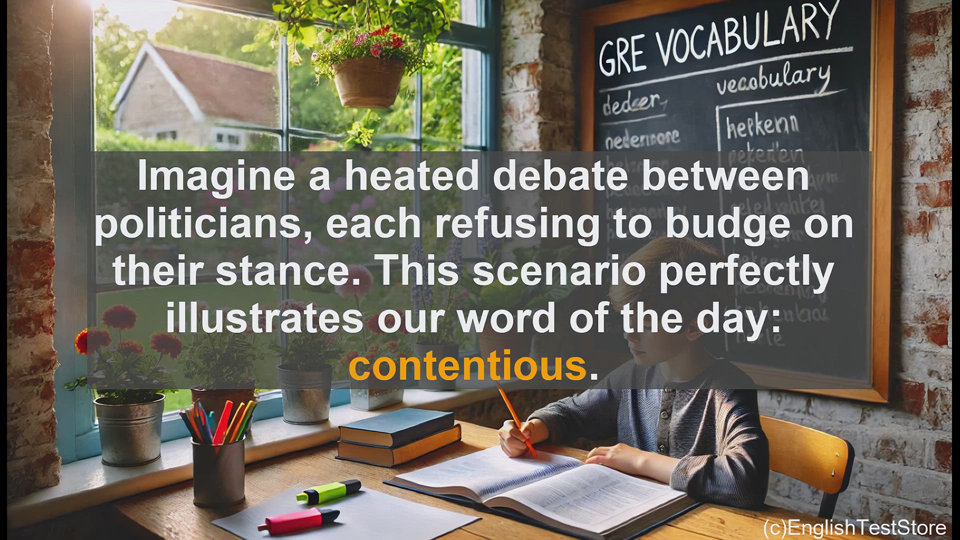 'Video thumbnail for GRE Vocabulary Lesson: Contentious Debates - Understanding the Meaning and Usage of a Crucial GRE Vocabulary Word'