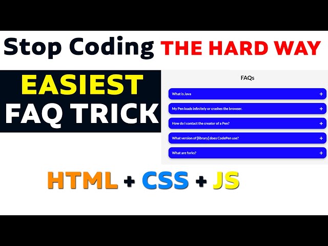 Video thumbnail for Easiest Way to Create FAQ Section Using HTML & CSS | Web Developer Trick You Must Know!